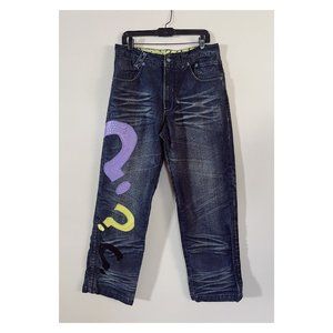 Lot 29 Embroidered Riddler Jeans Sz 34x31 DC Comics Rare Batman Denim